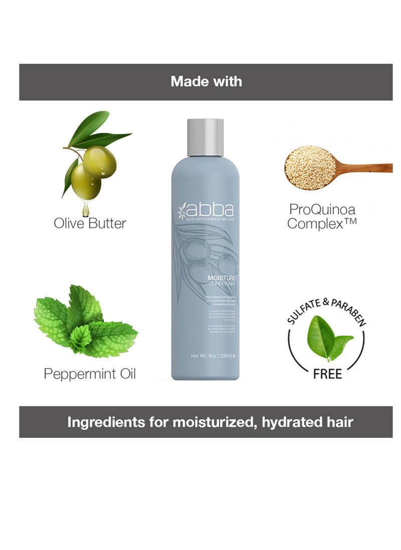 ABBA - Pure Moisture Shampoo & Conditioner Duo - Olive Butter & Peppermint Oil, 32 fl oz Each