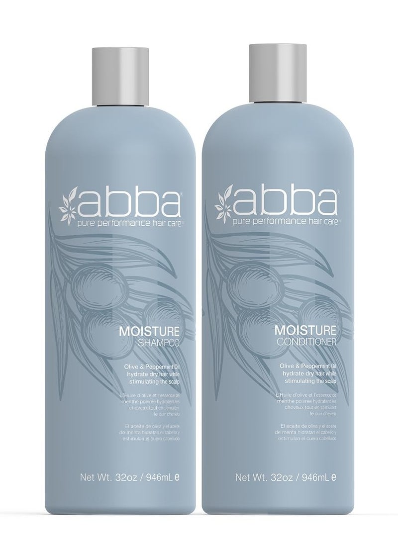 ABBA - Pure Moisture Shampoo & Conditioner Duo - Olive Butter & Peppermint Oil, 32 fl oz Each