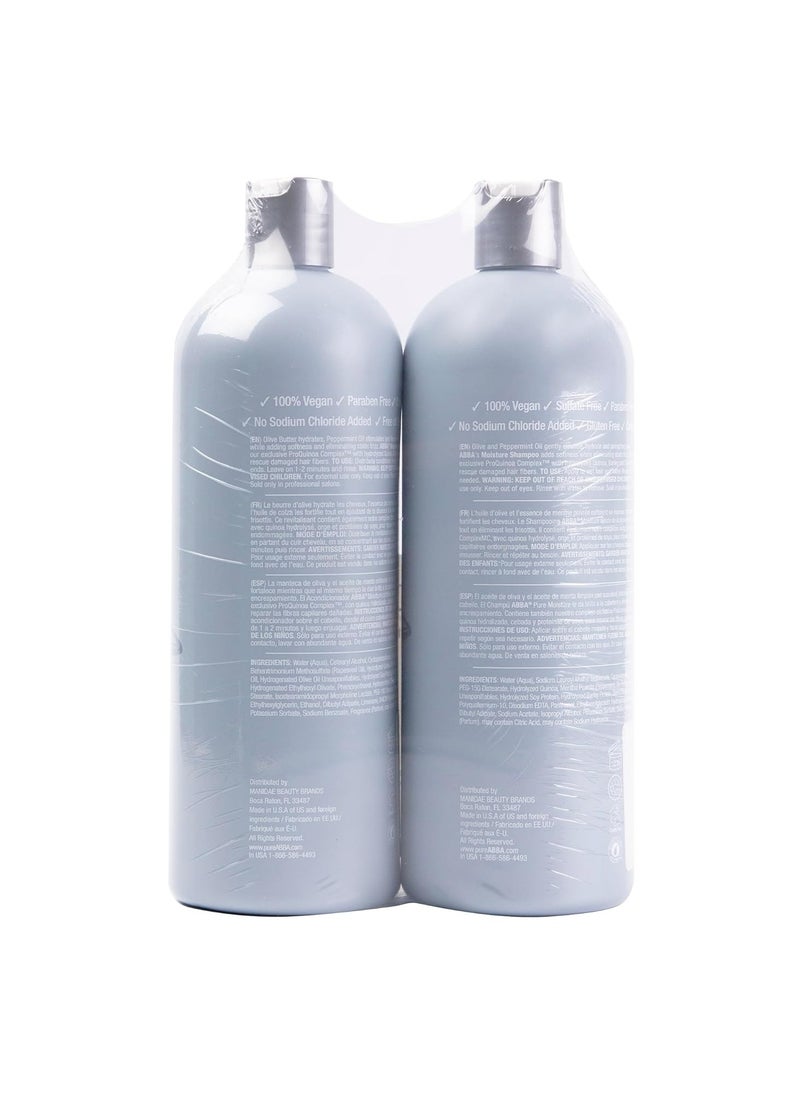 ABBA - Pure Moisture Shampoo & Conditioner Duo - Olive Butter & Peppermint Oil, 32 fl oz Each