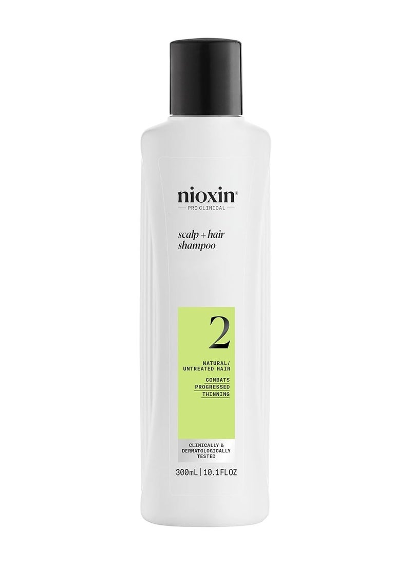 Nioxin System 2 Scalp + Hair Thickening Shampoo For Natural Hair with Progressed Thinning Boost Hair Density with Niacinamide & Biotin