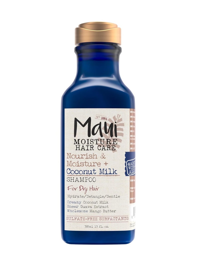 Maui Moisture Nourish & Moisture + Coconut Milk Shampoo to Hydrate and Detangle Curly Hair, Lightweight Daily Moisturizing Shampoo, Vegan, Silicone & Paraben-Free, 13 fl oz