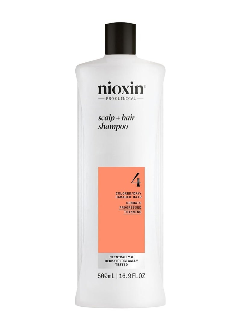 Nioxin System 4 Scalp + Hair Thickening Shampoo For Colored, Dry, & Damaged Hair with Progressed Thinning Maintain Vibrant Color Nourish & Boost Hair Density with Niacinamide & Biotin