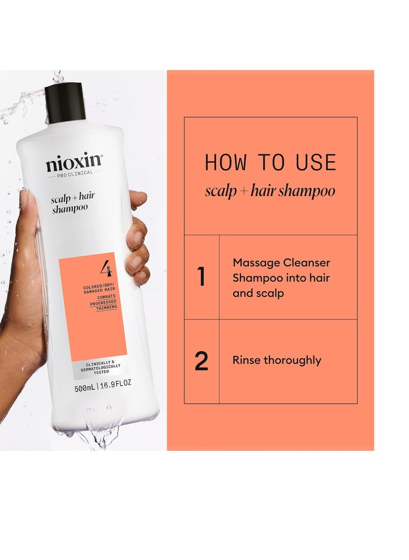 Nioxin System 4 Scalp + Hair Thickening Shampoo For Colored, Dry, & Damaged Hair with Progressed Thinning Maintain Vibrant Color Nourish & Boost Hair Density with Niacinamide & Biotin
