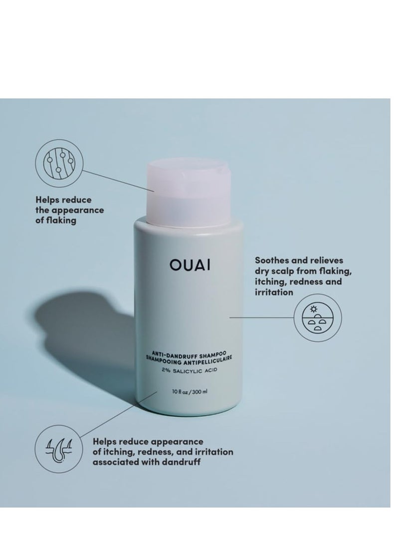 OUAI Anti Dandruff Shampoo - Soothing Salicylic Acid Shampoo for Flaky, Dry and Itchy Scalp - Reduces Itching, Redness and Irritation - Sulfate Free Scalp Care (10 Fl Oz)