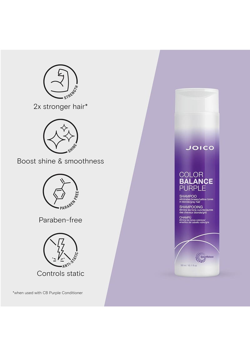 Joico Color Balance Purple Shampoo | For Cool Blonde or Gray Hair | Eliminate Brassy Yellow Tones | Boost Color Vibrancy & Shine | UV Protection | With Rosehip Oil & Green Tea Extract