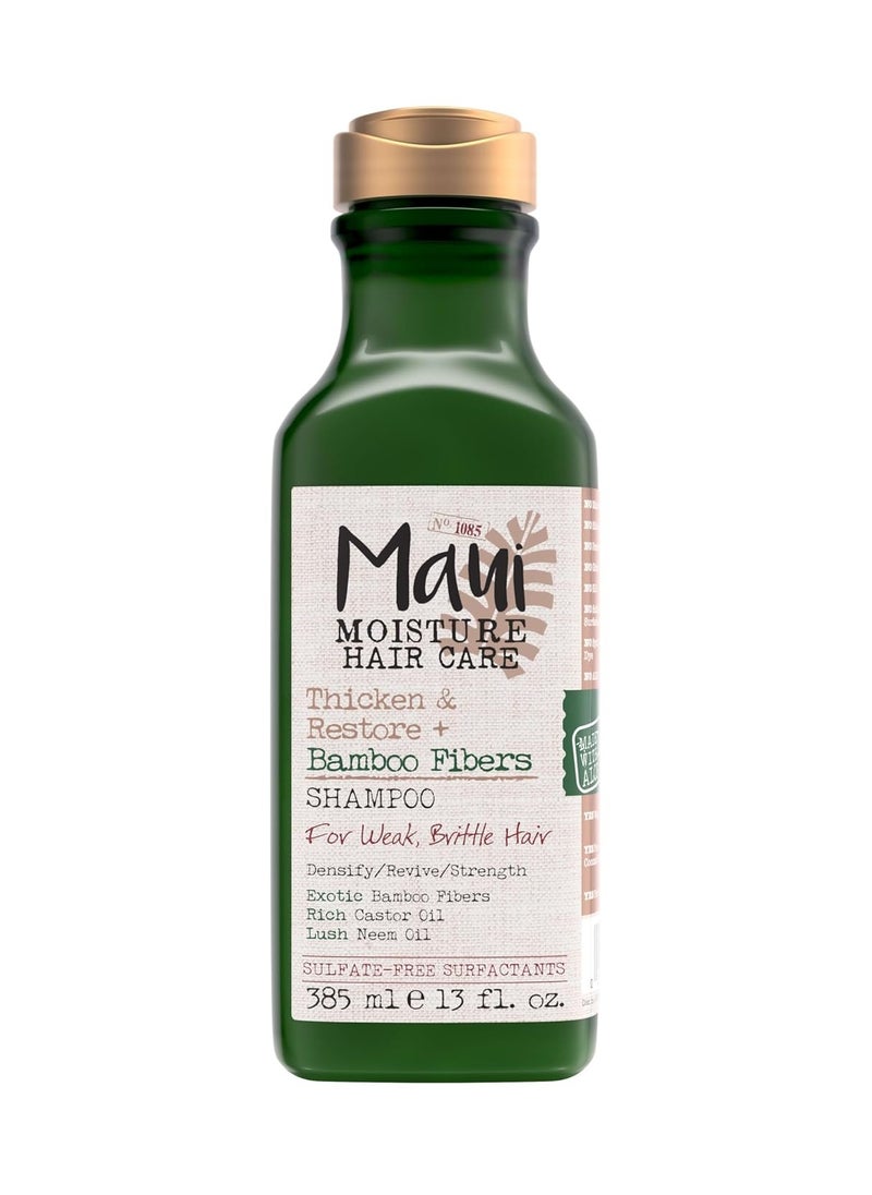 Maui Moisture Thicken & Restore + Bamboo Fibers Strengthening Shampoo to Soften Transitioning or Natural Hair & Renew Brittle Hair, Vegan, Silicone & Paraben-Free, 13 fl oz