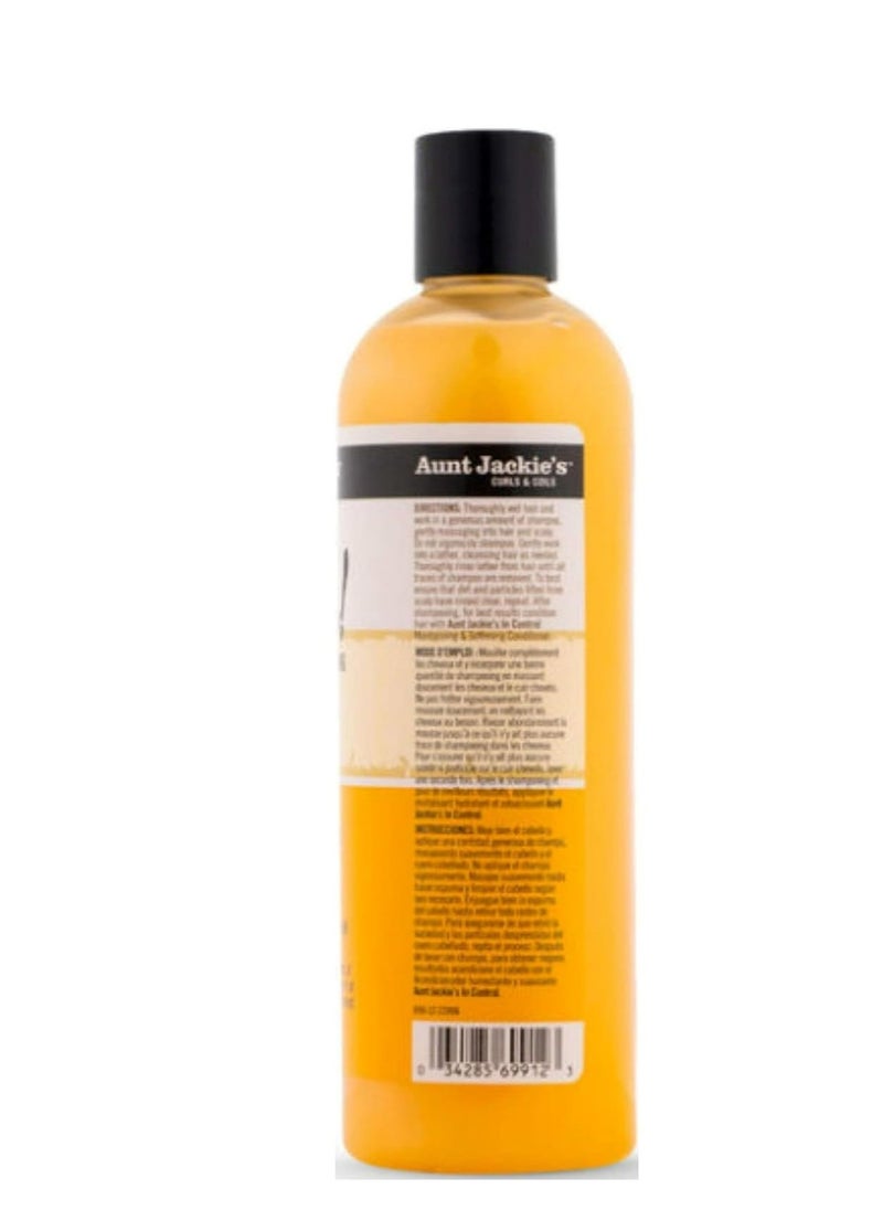 Aunt Jackie's Curls and Coils Oh So Clean Deep Moisturizing and Softening Hair Shampoo for Natural Curls, Coils and Waves, Enriched shea Butter, 12 oz