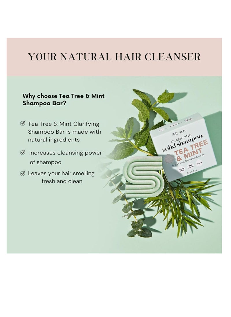Kitsch Tea Tree & Mint Anti-Dandruff Shampoo Bar - Vegan, Natural, Paraben & Sulfate Free | For Itchy Scalp & All Hair Types | Made in US, 3.2oz