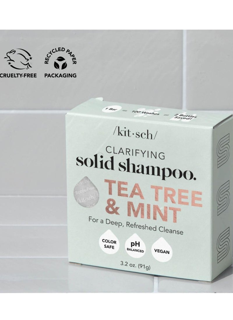 Kitsch Tea Tree & Mint Anti-Dandruff Shampoo Bar - Vegan, Natural, Paraben & Sulfate Free | For Itchy Scalp & All Hair Types | Made in US, 3.2oz