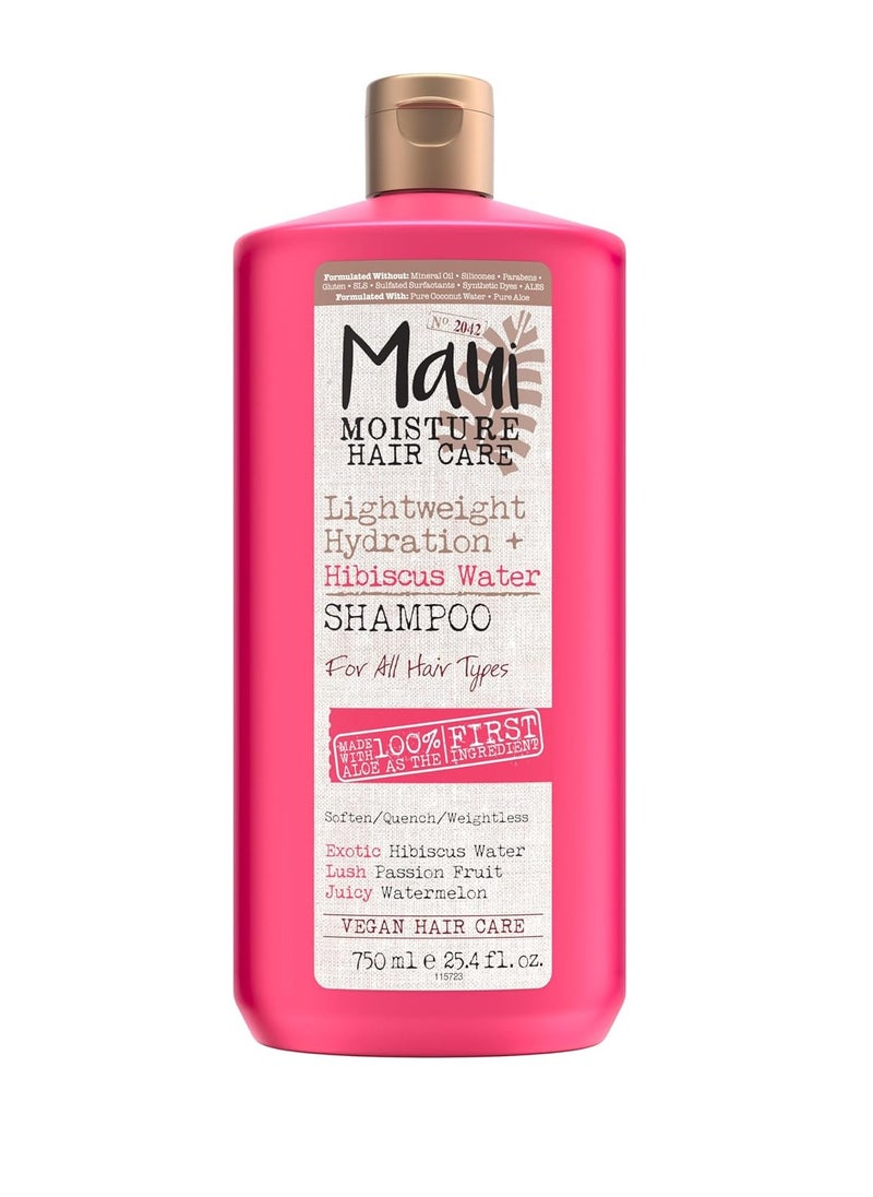 Maui Moisture Lightweight Hydration + Hibiscus Water Shampoo, Moisturizing Shampoo Softens & Quenches Wavy & Curly Hair with Aloe Vera, Vegan & Sulfate-Free Surfactants, 25.4 fl. Oz