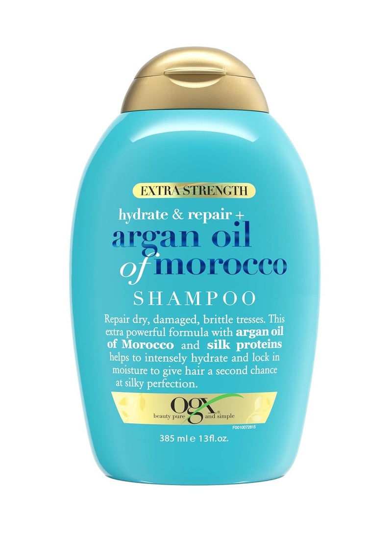 OGX Extra Strength Hydrate & Repair Shampoo with Moroccan Argan Oil - Moisturizes Dry, Damaged Hair - Sulfate-Free, Paraben-Free - 13 fl oz