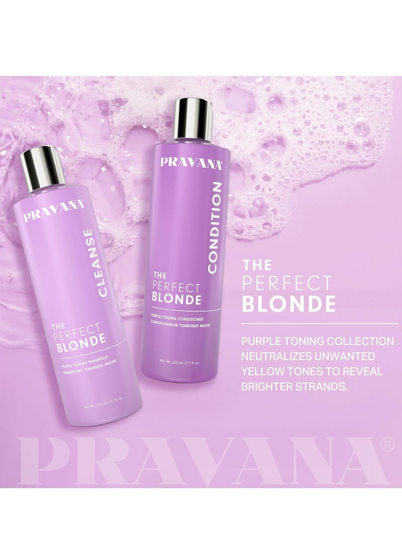 Pravana The Perfect Blonde Purple Toning Shampoo | Neutralizes Brassy, Yellow Tones | For Color-Treated Hair | Adds Strength, Shine, Elasticity
