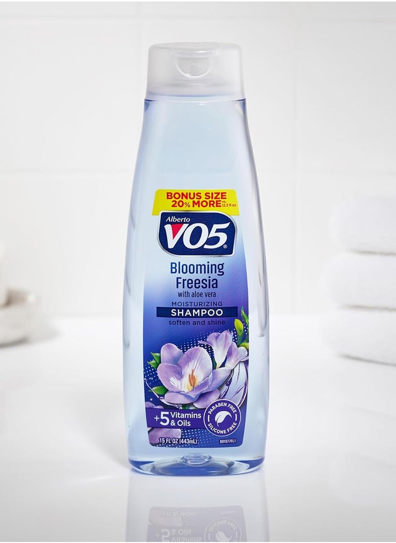 Alberto VO5 - Blooming Freesia Moisturizing Shampoo - Hydrating Shampoo - With Coconut Milk, Vitamin E and Biotin - Long Lasting Fragrance - 15 oz