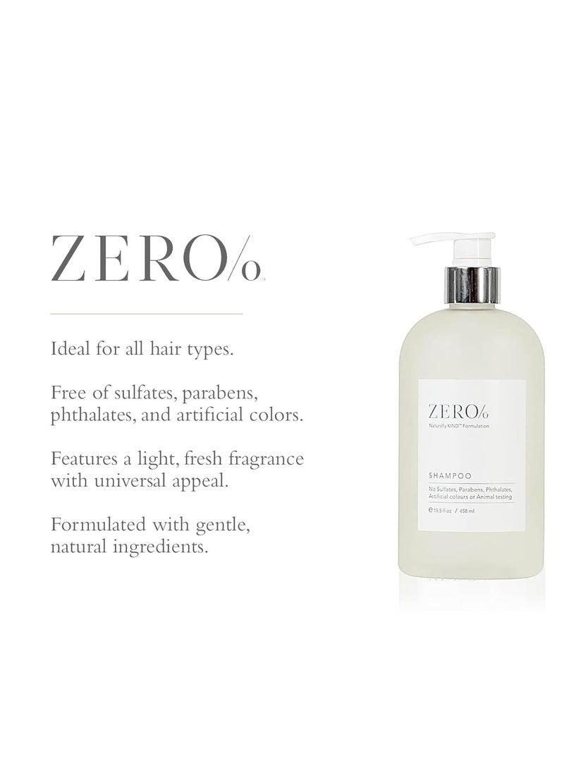 Gilchrist & Soames Zero% Unisex Shampoo – Natural, Sulfate Free, Paraben Free, Cruelty Free Formula for All Hair Types, Gentle Hair & Scalp Cleansing with Fresh Botanical Scent, 15.5 oz