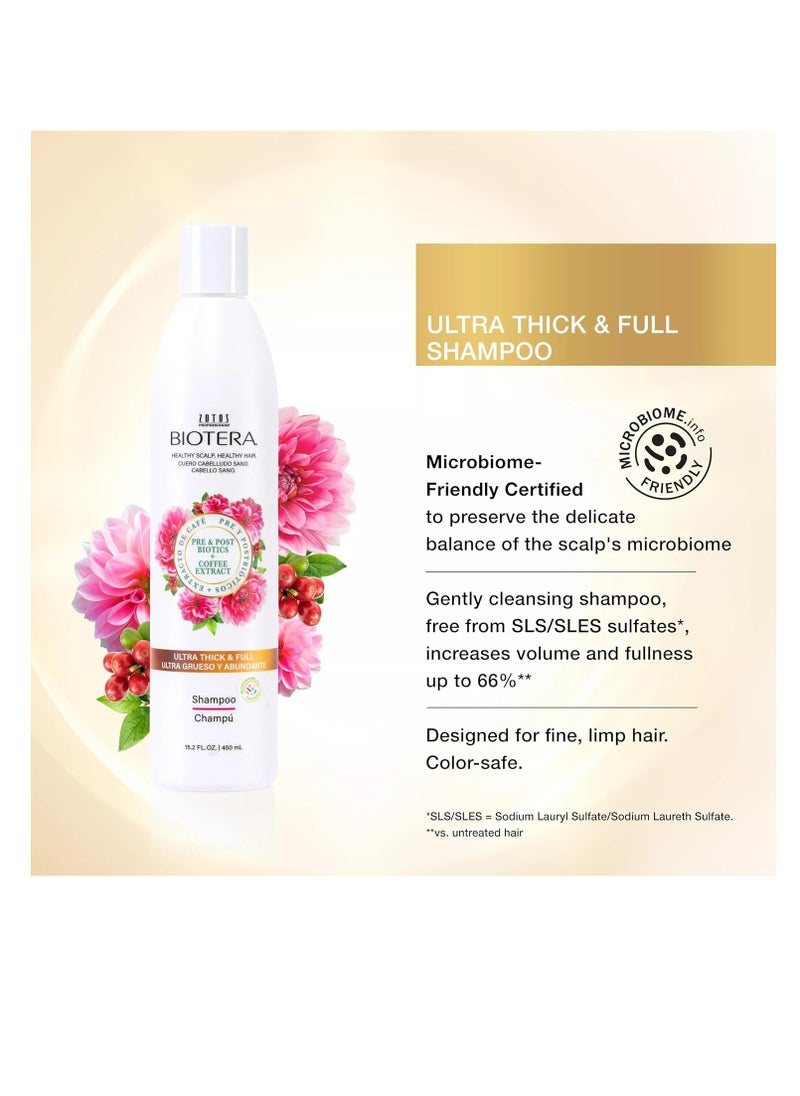 Biotera Ultra Thick & Full Volumizing Shampoo | Increases Volume to Fine, Limp Hair | Microbiome Friendly | Vegan & Animal Test Free | Paraben Free | Color-Safe