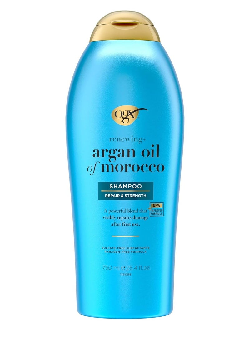 OGX Renewing Argan Oil of Morocco Shampoo - Strengthens and Repairs Dry, Damaged Hair - Paraben-Free, Sulfate-Free - 25.4 fl. Oz