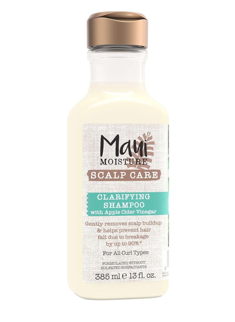 Maui Moisture Scalp Care Clarifying Shampoo, Apple Cider Vinegar Curly Hair Shampoo Moisturizes & Removes Scalp Build-Up, Sulfate-Free Surfactants, 13 fl. Oz