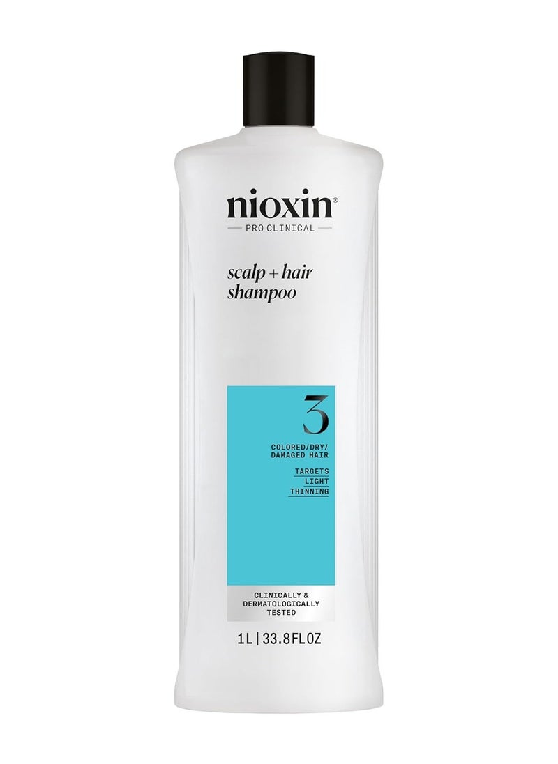 Nioxin System 3 Scalp + Hair Thickening Shampoo | For Colored, Dry, & Damaged Hair with Light Thinning | Maintain Vibrant Color | Strengthen & Nourish with Niacinamide & Biotin