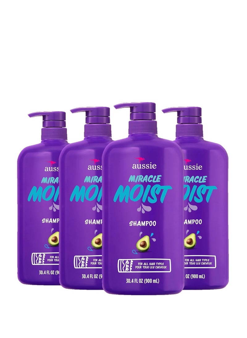 Aussie Paraben-Free Miracle Moist Shampoo with Avocado & Jojoba for Dry Hair, 30.4 Fluid Ounce, (Pack of 4)c