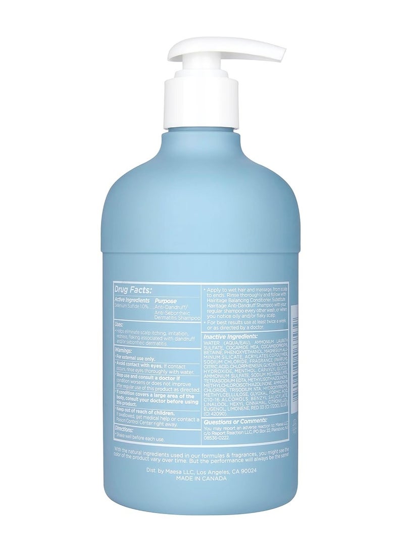 Hairitage Wash It Away Anti-Dandruff Shampoo - For Oily, Flaky Scalp - Reduces Dandruff + Perfect Dose Balancing Conditioner - Moisturizes and Soothes - 13 fl oz