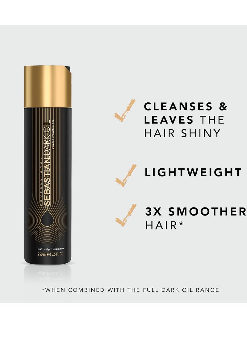 Sebastian Professional Dark Oil Lightweight Shampoo| Infused with Jojoba & Argan Oil for Silky, Smooth Hair