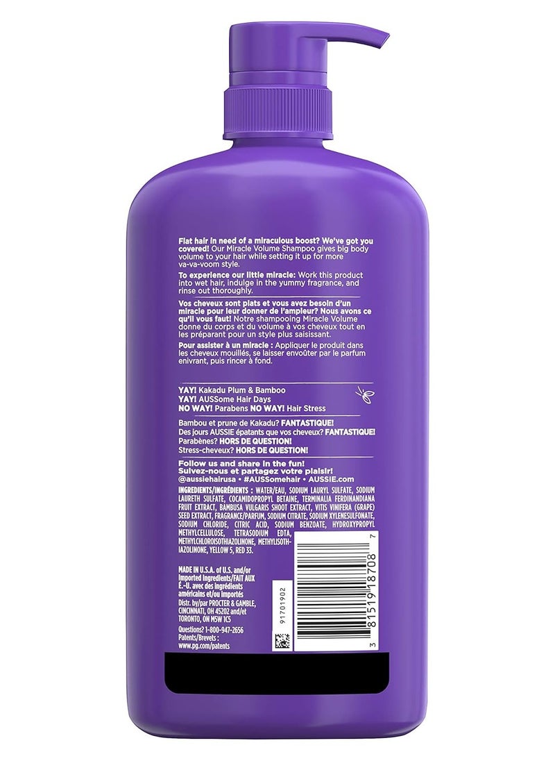 Aussie For Fine Hair Paraben-free Miracle Volume Shampoo With Plum & Bamboo, (Pack of 4)