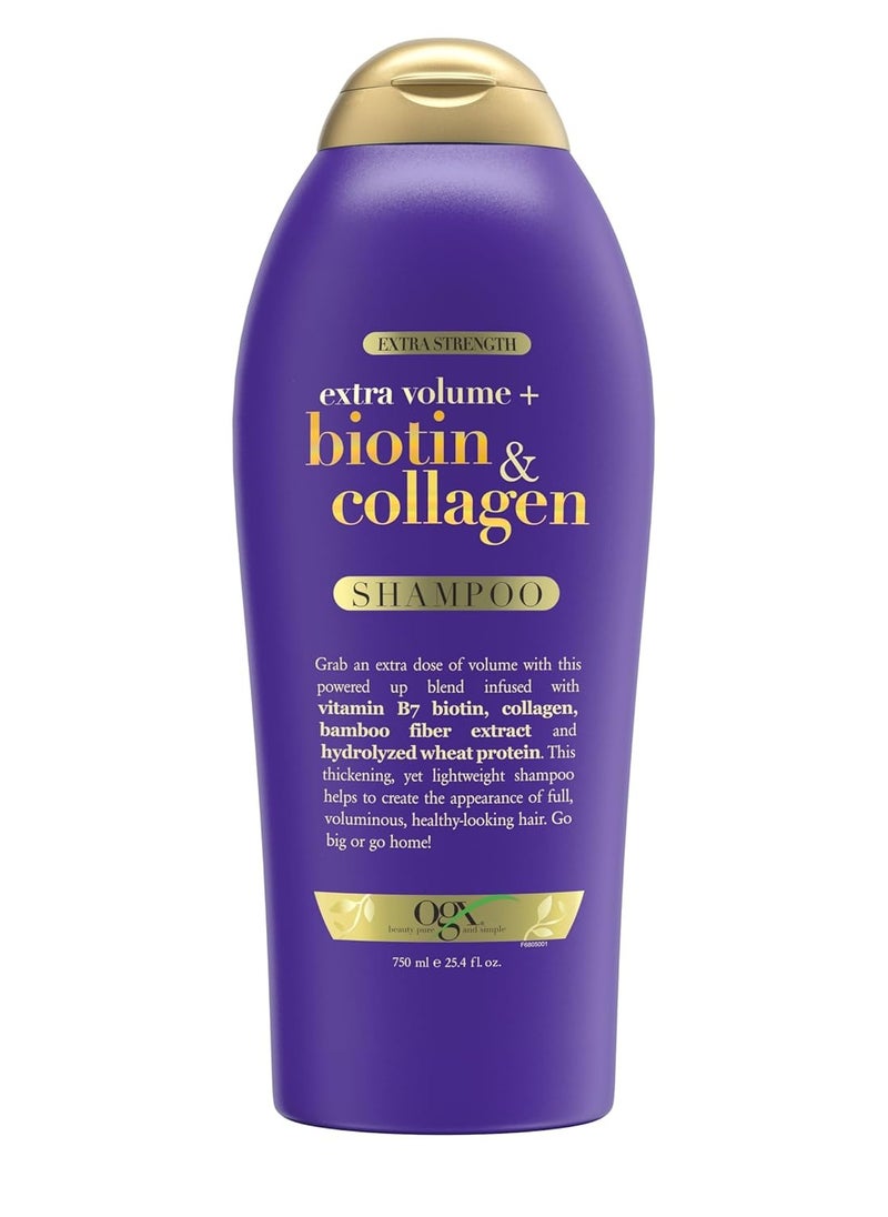 OGX Biotin & Collagen Extra Strength Volumizing Shampoo for Thicker, Fuller Hair, 25.4 fl oz