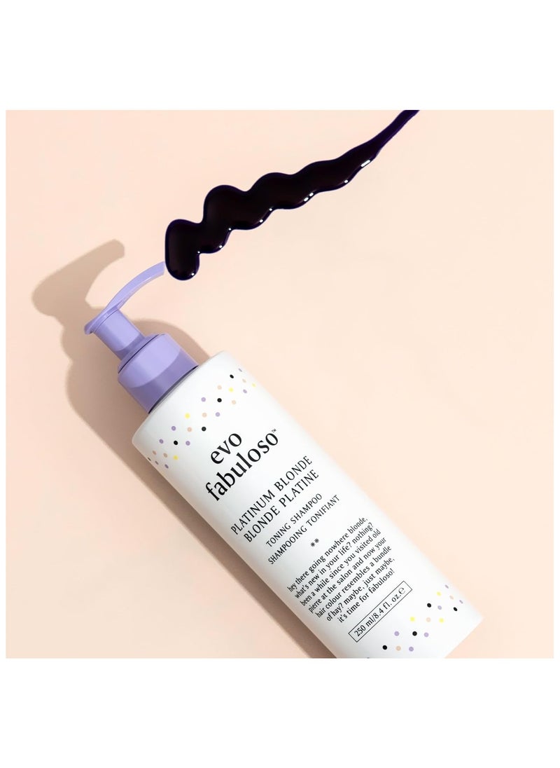EVO Fabuloso - Platinum Blonde Toning Shampoo - Refreshes and revives colored hair - Purple Shampoo to Extended Life of Color - Treated Blonde Hair - 250ml