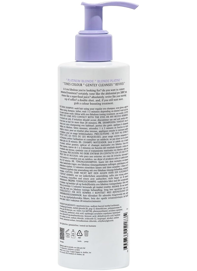 EVO Fabuloso - Platinum Blonde Toning Shampoo - Refreshes and revives colored hair - Purple Shampoo to Extended Life of Color - Treated Blonde Hair - 250ml