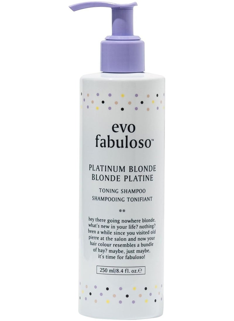 EVO Fabuloso - Platinum Blonde Toning Shampoo - Refreshes and revives colored hair - Purple Shampoo to Extended Life of Color - Treated Blonde Hair - 250ml