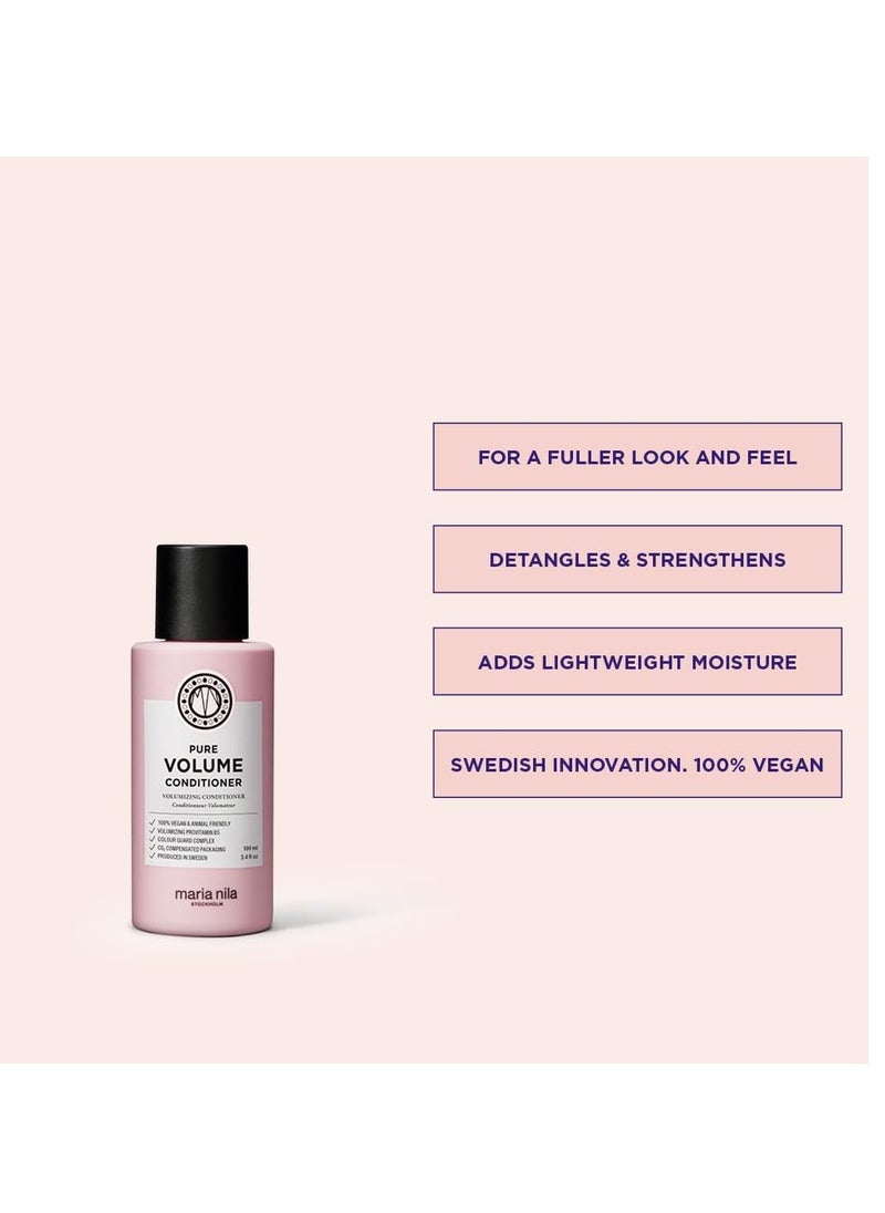 Maria Nila Pure Volume, Conditioner 3.4 Fl Oz, Vitamin B5 Gives Volume to Thin & Fine Hair, 100% Vegan & Sulfate/Paraben free
