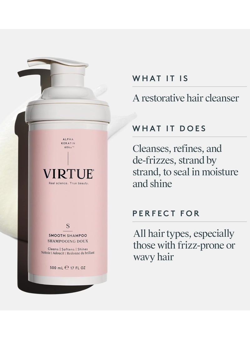 VIRTUE Smooth Sulfate Free Shampoo for Frizz Control for Curly Hair, Safe for All Hair Types, Color Safe