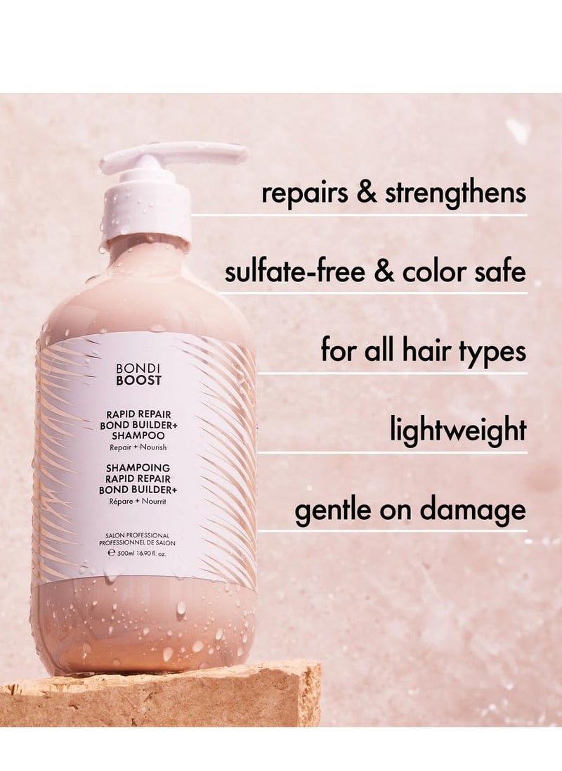 BONDIBOOST Rapid Repair Bond Builder + Shampoo for Damaged Hair [10.14 fl oz], Strengthening Formula for Restoring + Rebuilding Hair, Deep Conditioning + Nourishing Treatment for Healthier Results