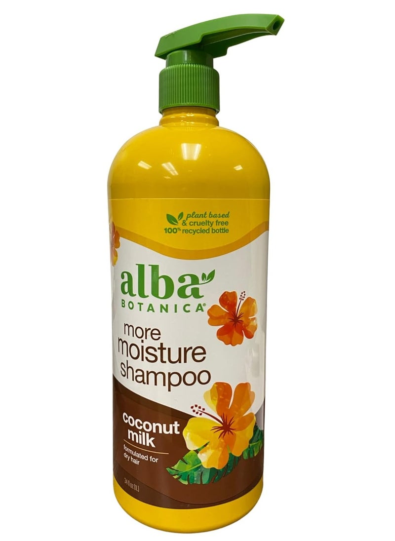 Alba Botanica More Moisture Shampoo, Coconut Milk, 34 Oz
