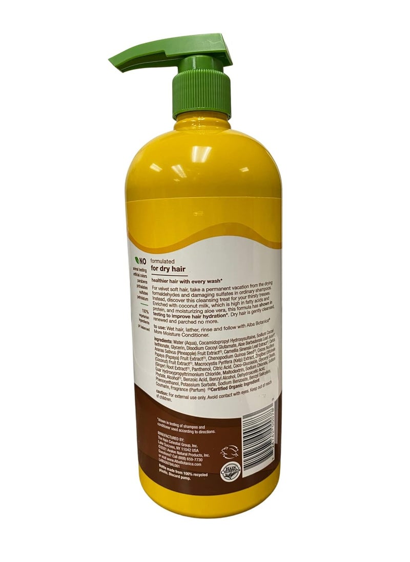 Alba Botanica More Moisture Shampoo, Coconut Milk, 34 Oz