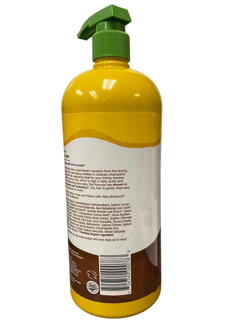 Alba Botanica More Moisture Shampoo, Coconut Milk, 34 Oz
