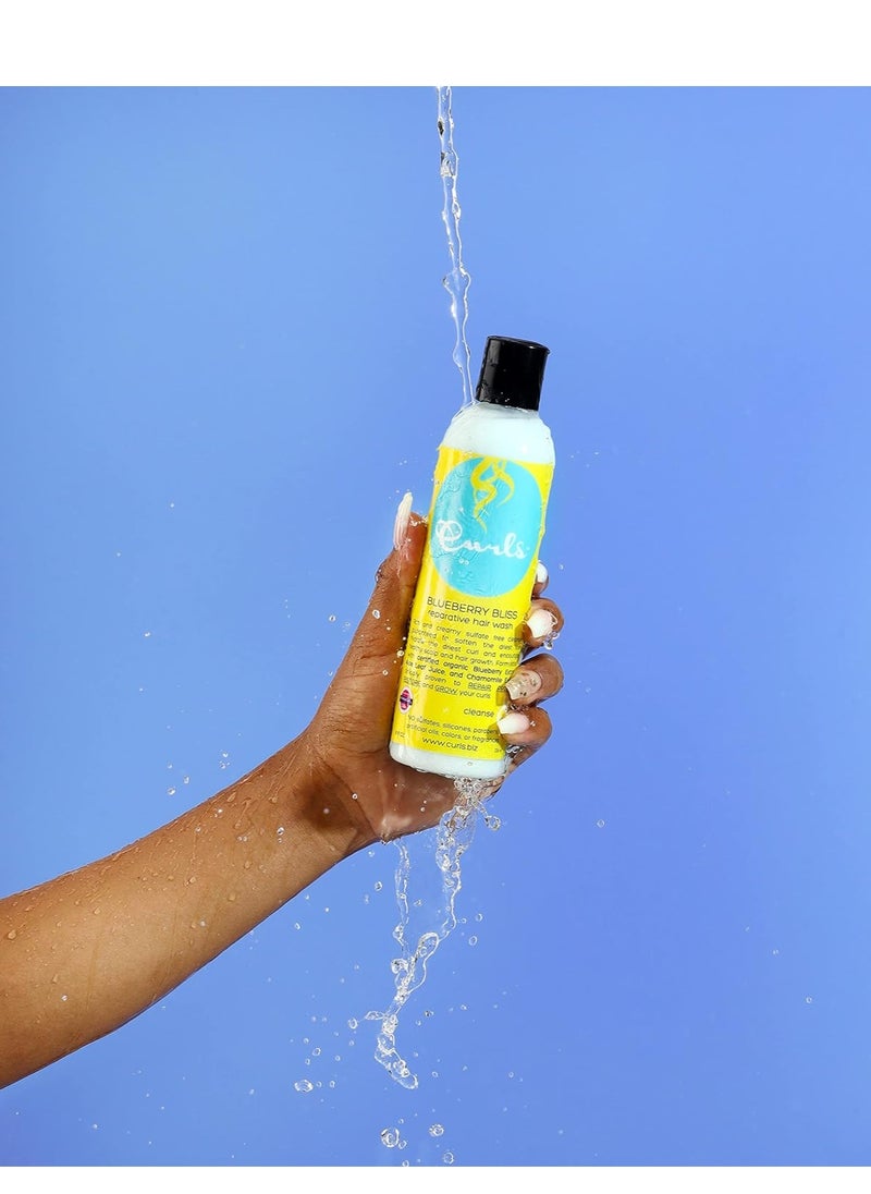 Curls Blueberry Bliss Reparative Hair Wash - 8 oz, Encourage Balanced Scalp, Rich and Creamy Sulfate-Free Cleanser, For Wavy, Curly, and Coily Hair Types