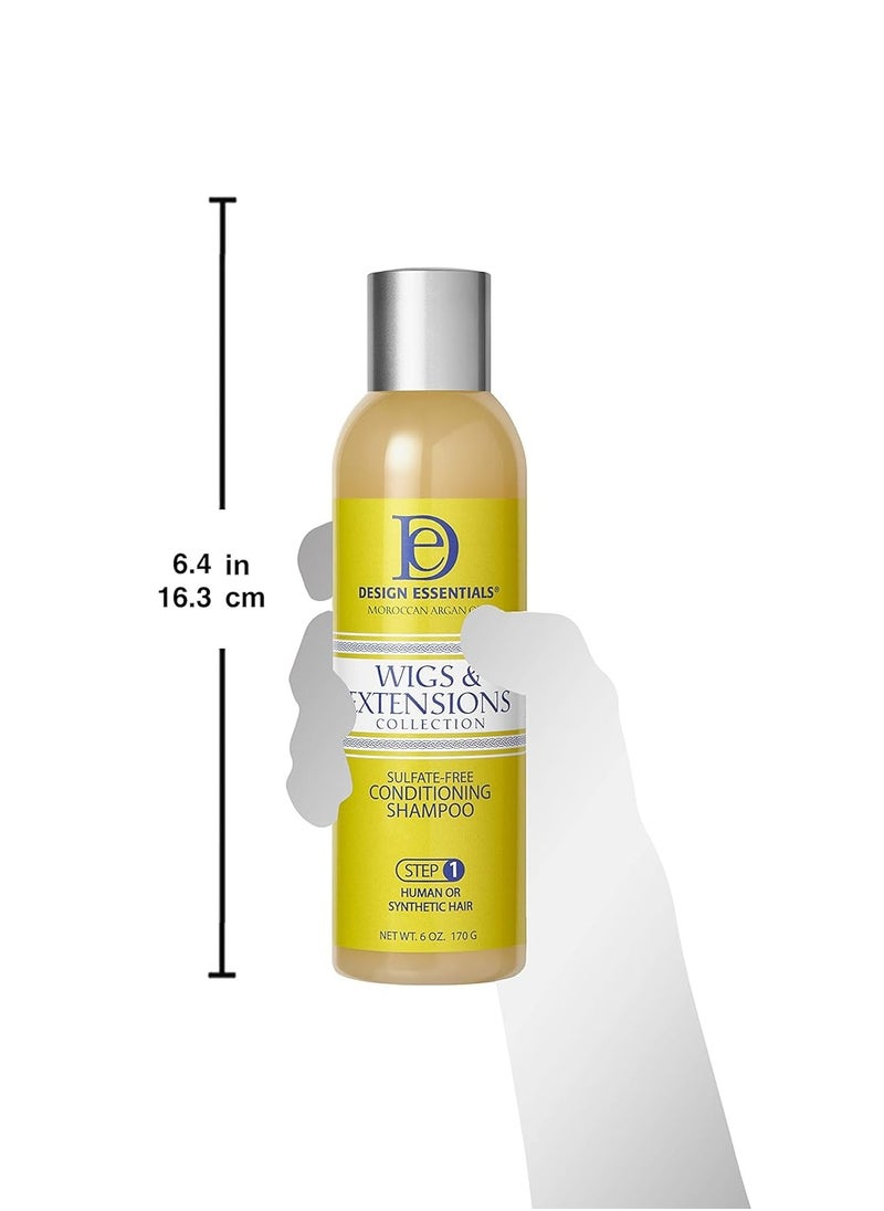 Design Essentials Moroccan Argan Oil Sulfate-Free Conditioning Shampoo- Wigs & Extensions Collection, Yellow, 6 Ounce (Packaging may vary)