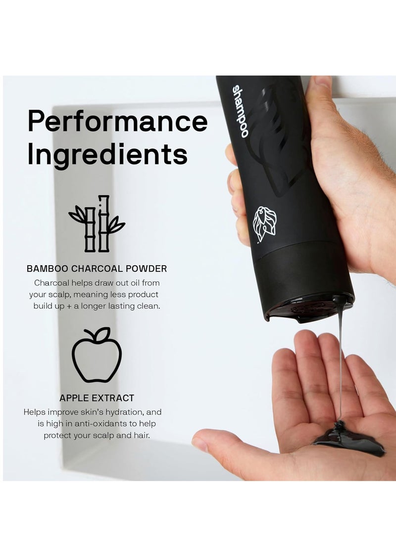 Black Wolf Everyday Men’s Shampoo - 2-Pack (12 Fl Oz) - Charcoal Powder Cleanses Scalp and Fights Dirty & Greasy Hair - Thick & Rich Lather Daily Shampoo - For All Hair Types