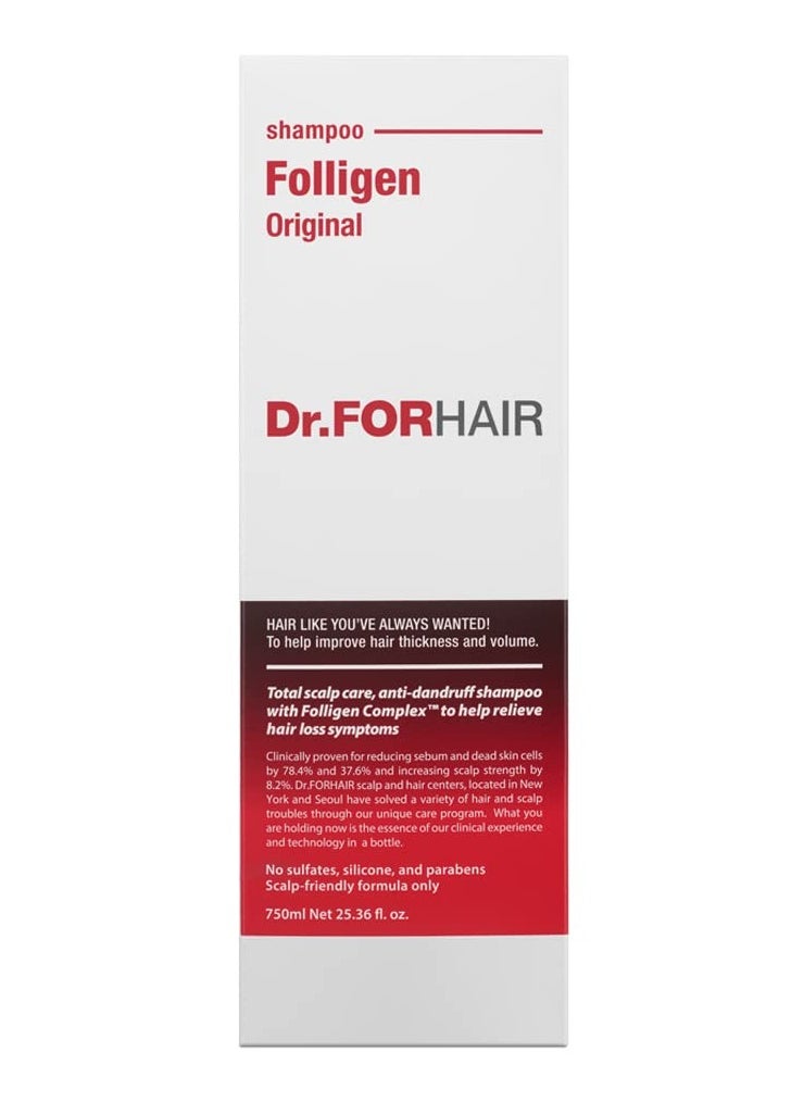[Dr.FORHAIR] Folligen Shampoo (750 ml/25.36 fl.oz) [Paraben FREE, Silicone FREE, Sulfate FREE]