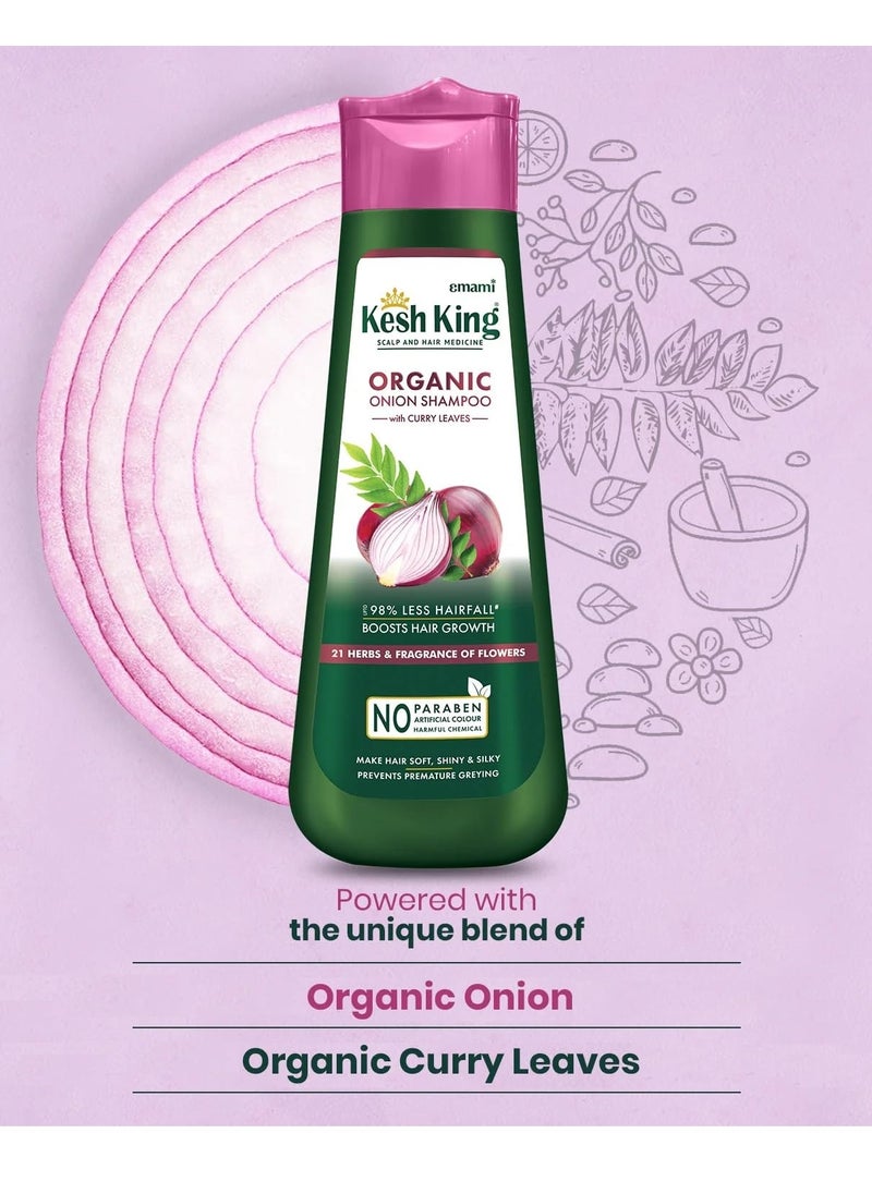 Organic Onion Shampoo | Controls Hairfall with Curry Leaves | Increase Hair Growth | Damage Repair | Provides Soft & Shiny Hair | 10.14 Fl Oz (Pack of 1)