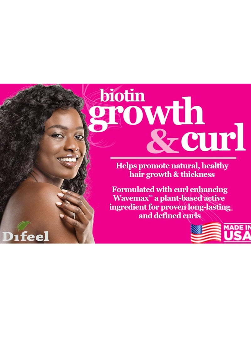 Difeel Growth and Curl Biotin Shampoo 12 oz. - Curly Hair Shampoo for Hair Growth, Natural Curl Shampoo