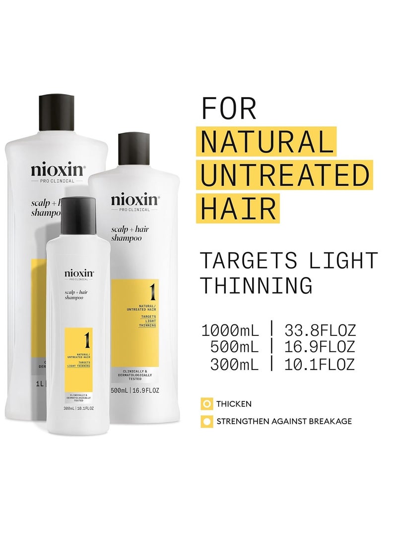 Nioxin System 1 Scalp + Hair Thickening Shampoo | For Natural Hair with Light Thinning | Strengthen Against Breakage with Niacinamide & Biotin