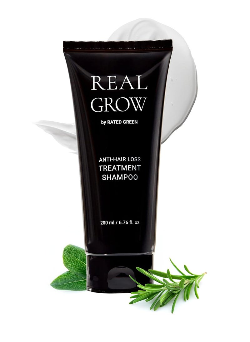 RATED GREEN REAL GROW Anti Hair Loss Treatment | Hair Strengthening Shampoo for Thinning Hair | Organic Rosemary Shampoo for Women 6.76 fl oz