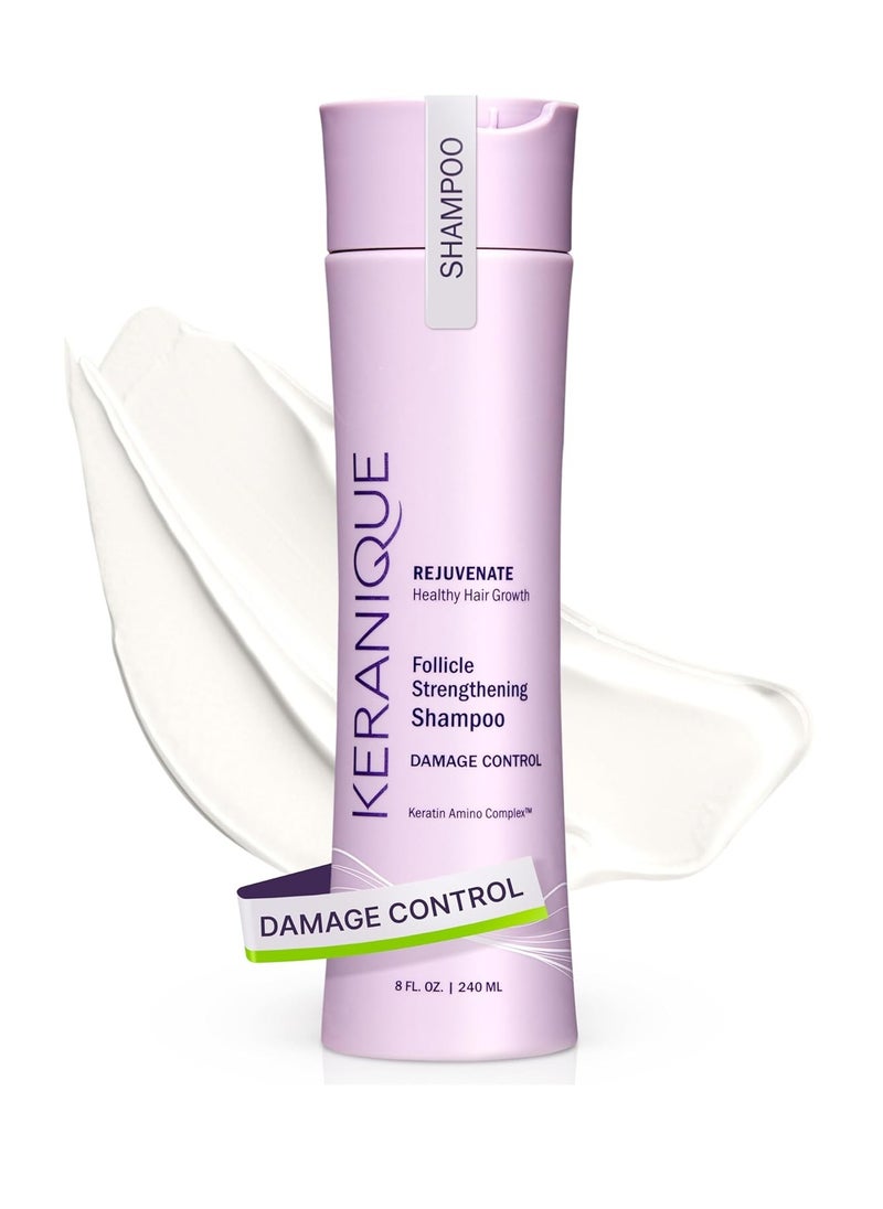 Keranique Scalp Replenishing Keratin Shampoo Damage Control for Thinning Hair, Hair Growth | Keratin Amino Complex, Free of Sulfates, Dyes and Parabens, 8 Fl Oz