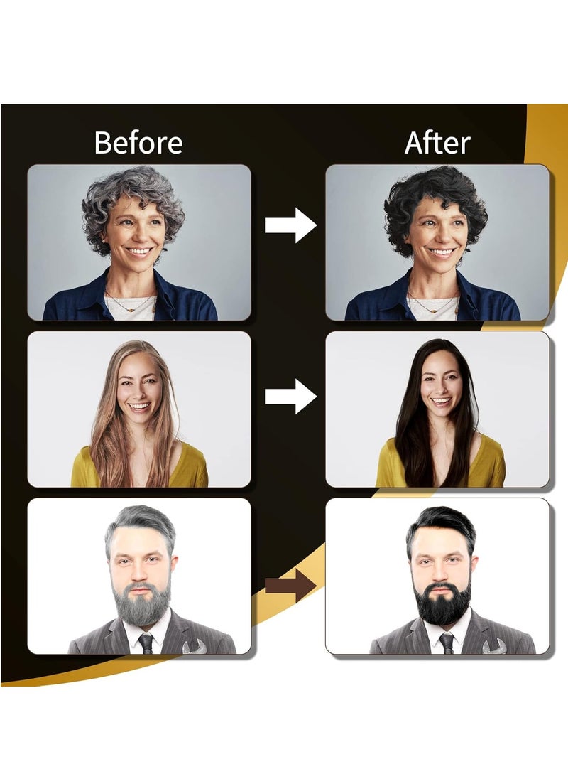 Black Dye Shampoo for Permanent Hair Color - Men&Women, Gray Coverage, Beard & Treated Hair, 3-In-1, 30 Days/500ml/Ammonia-Free/Natural Herbal