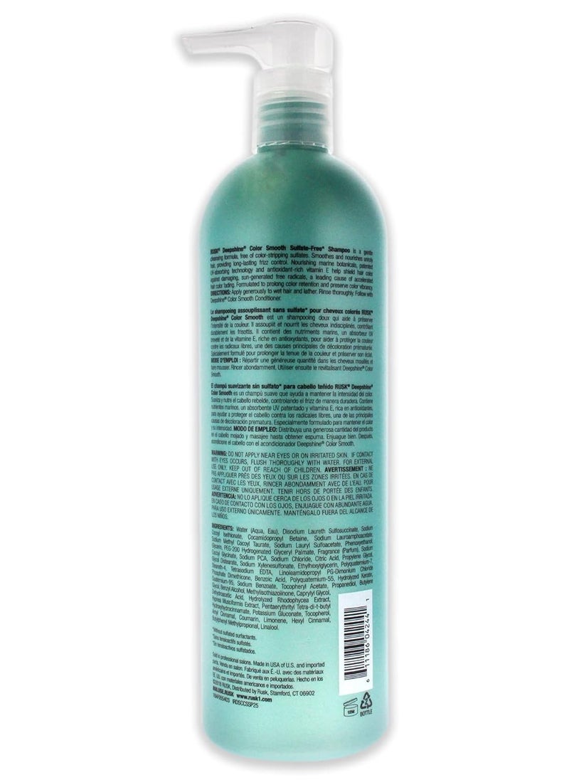 RUSK Deepshine Color Smooth Sulfate-Free Shampoo, Smoothes, Nourishes Hair, Long-Lasting Frizz Control, Nourishing Marine Botanicals, UV-Absorbing Technology to Protect Color