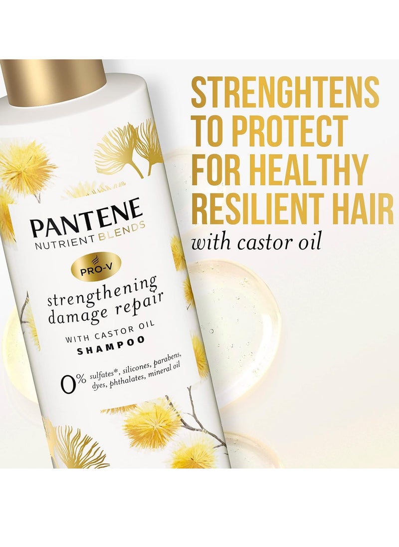 Pantene Sulfate Free Shampoo, Hair Strengthening Anti Frizz Damage Repair Shampoo with Castor Oil, Safe for Color Treated Hair, Nutrient Blends, 9.6 oz