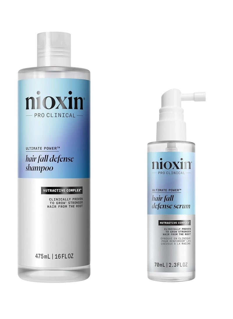 Nioxin Hair Fall Defense Shampoo | Activates Hair Follicles for Visibly Less Hair Loss | 16 Fl Oz + Nioxin Hair Fall Defense Intensive Daily Leave-In Hair Treatment | 2.3 Fl oz.