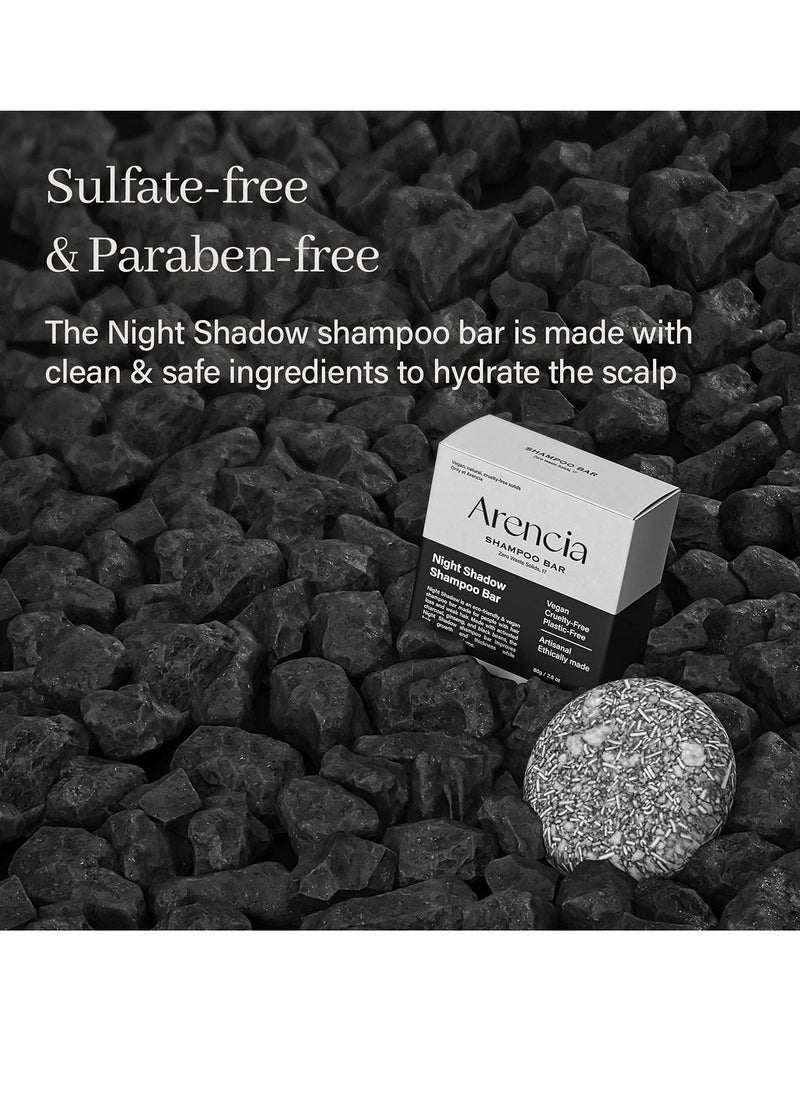 Night Shadow Biotin Shampoo Bar for Regrowth & Hair loss, Darkening, Gray Hair | Strengthening & Volumizing | Normal to Oily Hair | Vegan, Natural, pH balanced, Sulfate free